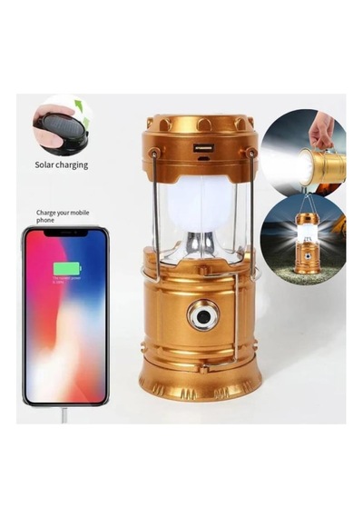 Güneş Enerjili Çok Fonksiyonlu Led Kamp Feneri Solar & Usb Şarjlı Powerbankli Çadır Lambası Çok Renkli