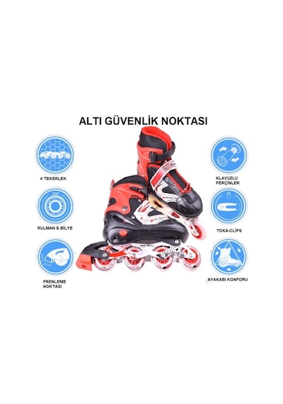 Güvenlikli Tek Sıra Çift Sıra Ayarlanabilir Numaralı Işıklı Çantalı Silikon Tekerli Başlangıç Pateni Kırmızı 38-41 Güvenlikli Tek Sıra Çift Sıra Ayarlanabilir Numaralı Işıklı Çantalı Silikon Tekerli Başlangıç Pateni Kırmızı 38-41