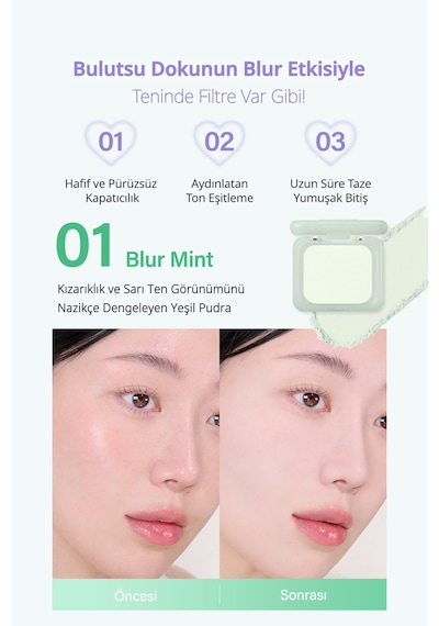 Perıpera Filter Fit Blur Pact 01 Blur Mint