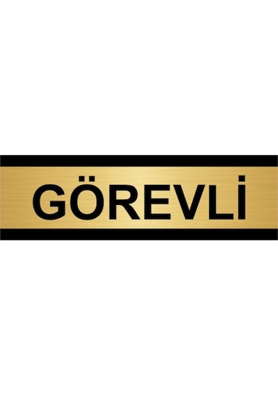 Görevli 10x20cm Altın Renk Metal Yönlendirme Levhası