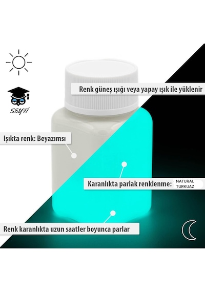 Natural Turkuaz Karanlıkta Parlayan Hayalet Boya Glow İn The Dark Akrilik Boya Rich 0000 Naturel