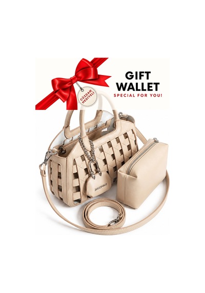 Just Polo Vizon Cuzdanli Kadin Orgu Desenli El Ve Omuz Cantasi Capraz Askili Premium Tasarim Lux Segment Vizon - Camel