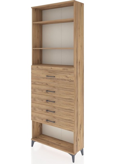 Arges Dolap 3 Raflı 5 Çekmeceli 88x30x243 Çam-çam Atlas Çam