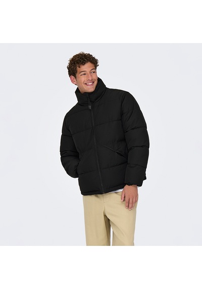 Only & Sons Only&sons Pack Life Puffer Erkek Siyah Dik Yaka Mont Siyah