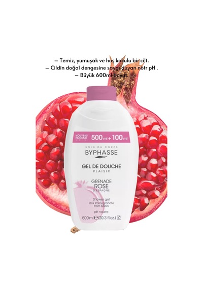 Byphasse Plaisir Pomegranate Pembe Nar Duş Jeli 600 ML