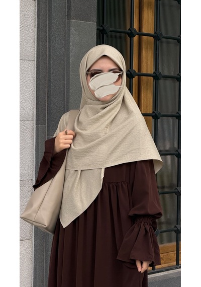 Qalortex Scarf Premium Jakarlı Hüma Büyük Boy Eşarp -taş