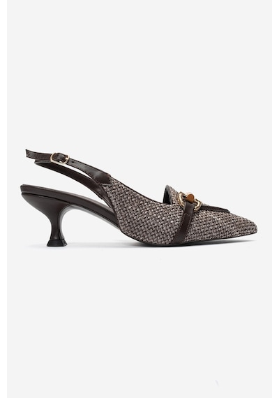 Luvi Shoes Osca Kahverengi Hasır Tokalı Sivri Burun Kadın Topuklu Ayakkabı Luvi Shoes Osca Kahverengi Hasır Tokalı Sivri Burun Kadın Topuklu Ayakkabı