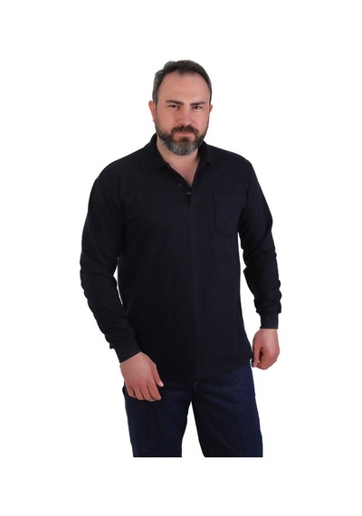 Eser - Erkek Polo Yaka Sweatshirt - Cepli - Lacivert