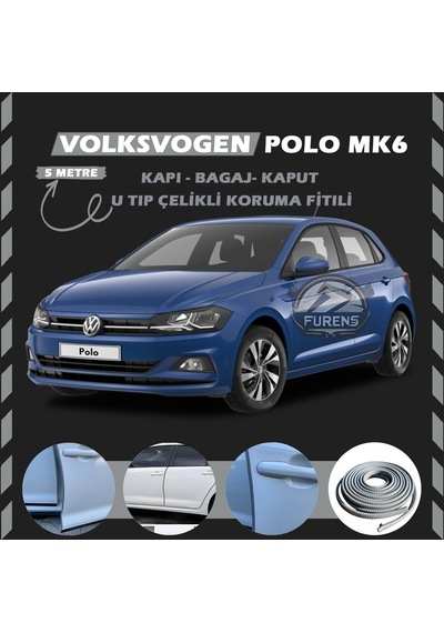Volksvogen Polo Mk6 Oto Araç Kapı Koruma Fitili 5metre Parlak Gri Renk
