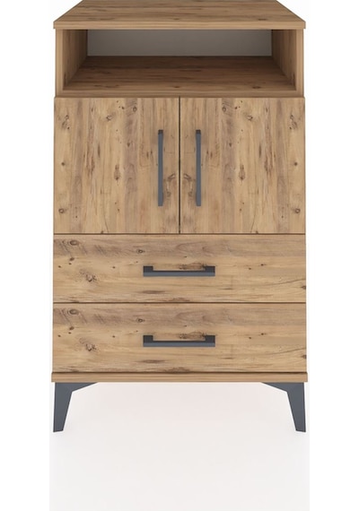 Hyperion Komodin 2 Raflı 2 Çekmeceli 2 Kapaklı 60x44x96 Çam-çam Çam