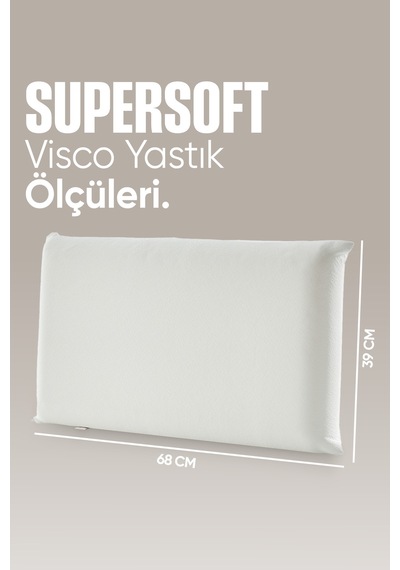 Büyük Boy Visco Yastık - Ortopedik Yastık - Süper Soft Uzun Visco Yastık - Hava Alabilir Kumaş Beyaz
