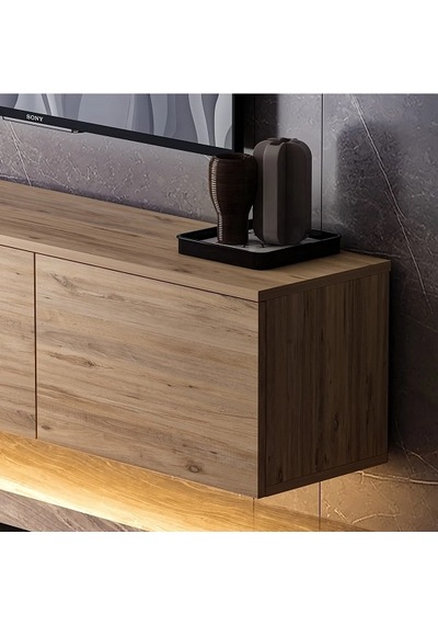 Tv Sehpası Norm Duvara Monte Atlantikçam Led Işıklı 160 Cm