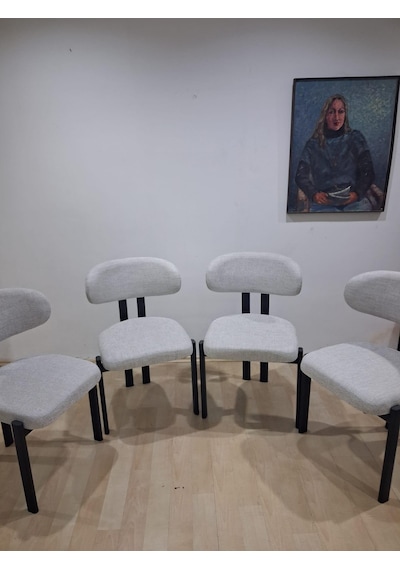 Sandalye 90604 Eliza Model Metal Siyah Ayak 4ad Keten Kumaş Ortopedik Oturum Siyah