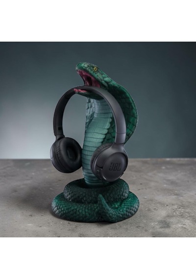 Happy3dworld Kral Kobra Kulaklık Askısı, 3d Baskı Metalik Yeşil, 36 Cm
