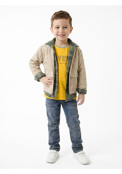 Xo Kids Erkek Çocuk 3lu Alt Üst Takım 1-5 Yaş 2650 Bej