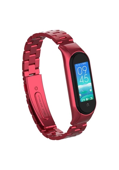 Xiaomi Mi Band 6 Uyumlu Krd-04 Metal Zore Kordon-kırmızı