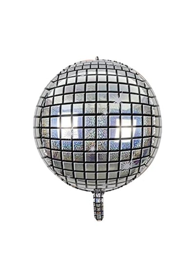 4d Buyuk Boy Gumus Disco Kure Folyo Balon 22" Inc Genel