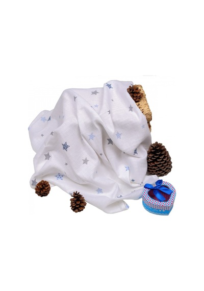 Sema Baby Çok Amaçlı Müslin Örtü 100X80 Cm - Mavi Yıldız 86824768