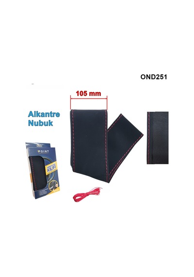 Alcantra Nubuk Kumaş Dikme Direksiyon Kılıfı 105mm 38-40cm Kırmız Sarı