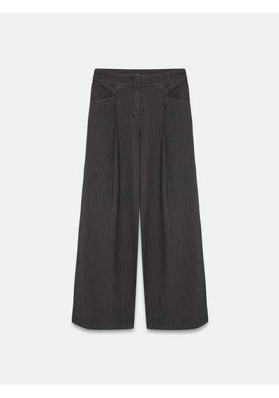 Dilvin 72822 Geniş Paça Pileli Pantolon Siyah
