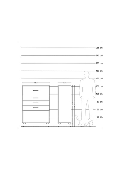 Hyperion Dolap 4 Çekmeceli 88x44x134 Çam-antrasit Atlas Çam