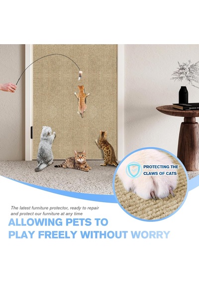 200 Cm X 40 Cm Kendinden Yapışkanlı Kedi Tırmalama Matı, Kediler İçin Kedi Tırmalama Matı, Kedi