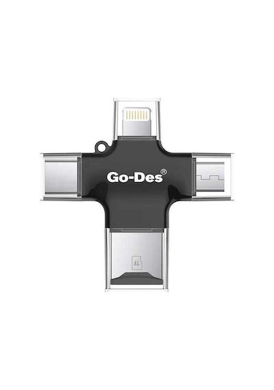 Go Des GD-DK101 4 in 1 Micro SD Hafıza Kartı Okuyucu USB / Type-C / Lightning / Micro - ZORE-253399
