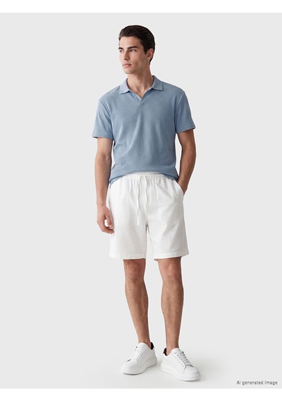 LC Waikiki Lc Waıkıkı Mavi Standart Fit Polo Yaka Fitilli Erkek Tişört