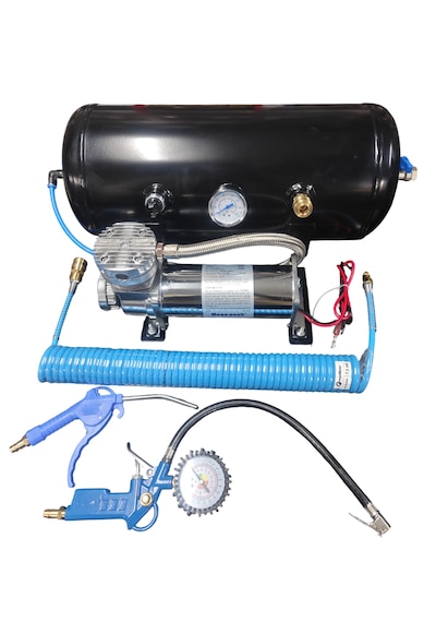 12 Volt Hava Kompresör Seti + Hortum Ve Tabancalar