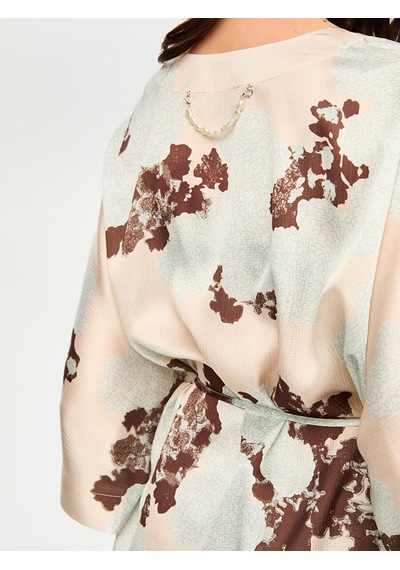 Faik Sönmez Çiçek Desen Viskon Kimono S26kmn004 Us26kmn00472 Taş