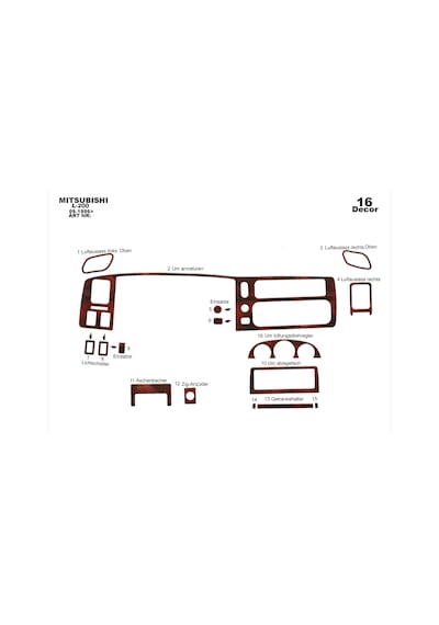 Mitsubishi L200 Torpido Kaplama 1996-2007 16 Parça Maun
