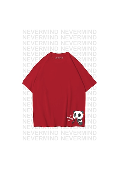 Nevermind Unisex Kadın Erkek Nevermınd Panda Özel Tasarım Baskılı Oversize Kırmızı