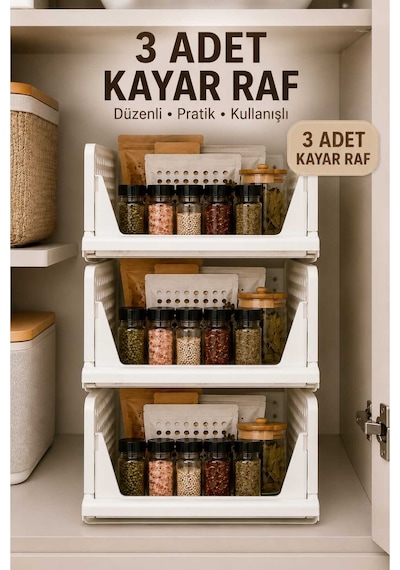 Rayflex Kayar Raf Sistemi, Dolap İçi Düzenleyici Çekmece Ve Organizer Çok Amaçlı Mutfak Rafı Beyaz 3 Adet Beyaz 3 Adet Rayflex Kayar Raf Sistemi, Dolap İçi Düzenleyici Çekmece Ve Organizer Çok Amaçlı Mutfak Rafı Beyaz 3 Adet Beyaz 3 Adet