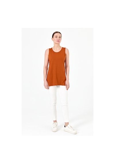 Kadın Askılı Penye T-shirt Taba Taba