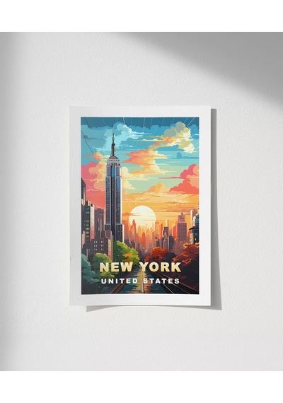 Çerçevesiz Poster Gün Batımında New York