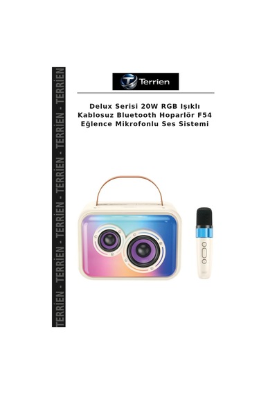 Delux Serisi 20w Rgb Işıklı Kablosuz Bluetooth Hoparlör F54 Eğlence Mikrofonlu Ses Sistemi