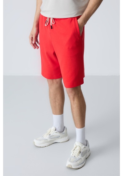 Air Jones Tommy Life Fiesta Pamuklu Kalın Yumuşak Dokulu Standart Fit Basic Erkek Şort - 81275 Kırmızı