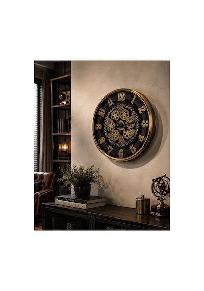 Sleep Nova Gold Steampunk Dekoratif Duvar Saati Altın