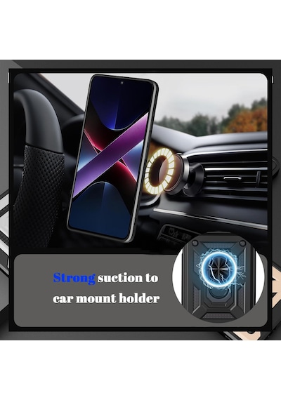 Caseonn Vivo X200 Fe Kılıf Sürgülü Kamera Korumalı Yüzüklü Mıknatıslı Tank Kapak Lacivert