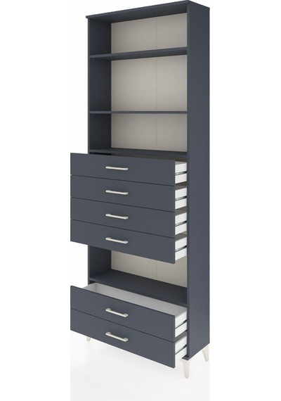 Arges Dolap 4 Raflı 6 Çekmeceli 88x30x243 Antrasit-antrasit Antrasit
