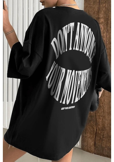 Flood Of Style Unisex Dont Baskılı T-shirt Siyah