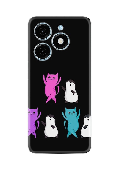 Tecno Spark 20 Spark 20c Kılıf Desenli Silikon Platinium Series Cat Dance 1824