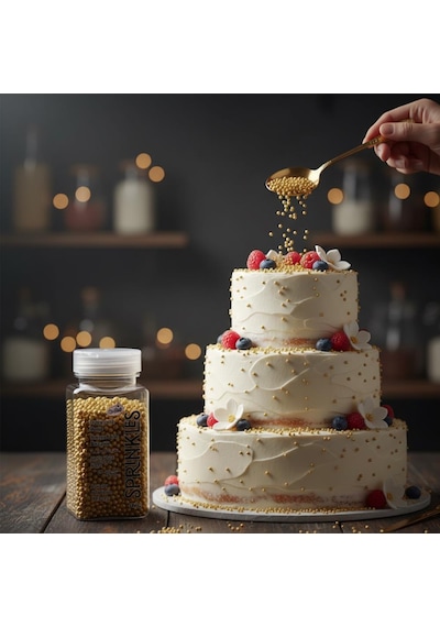 Altın Boncuk Şeker 2 Mm 100 G Pasta, Cupcake Ve Tatlı Süsleme Boncuğu