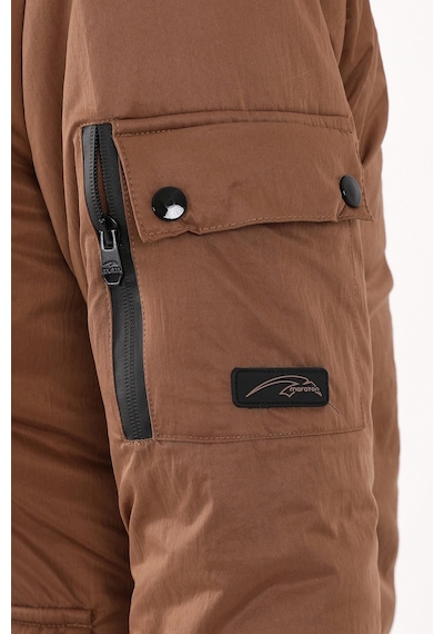 Maraton Sportswear Regular Kadın Kapşonlu Uzun Kol Basic Taba Parka 21418 Taba