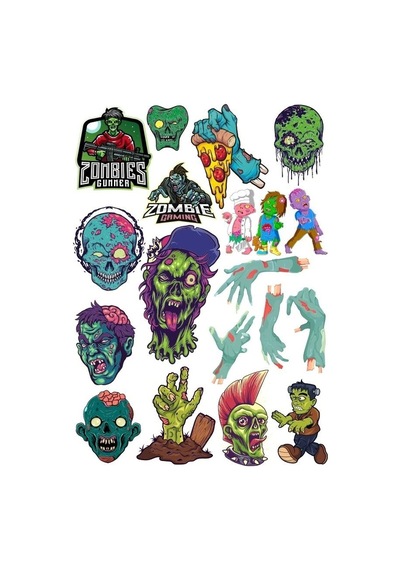 Zombiler Sticker Set 14 16 Parça Telefon, Tablet, Defter, Laptop Sticker