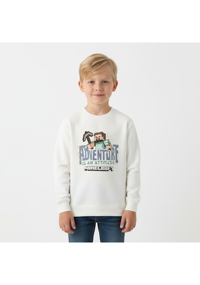 Seabubbles Minecraft Çocuk Sweatshirt St09626 KREM