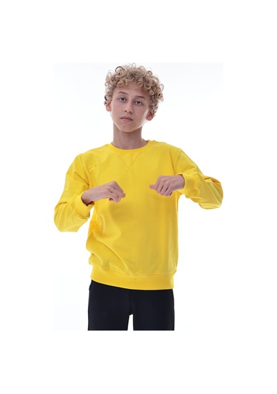 Sarı Erkek Çocuk Sweatshirt Pamuklu Rahat Kalıp Günlük Model Sarı