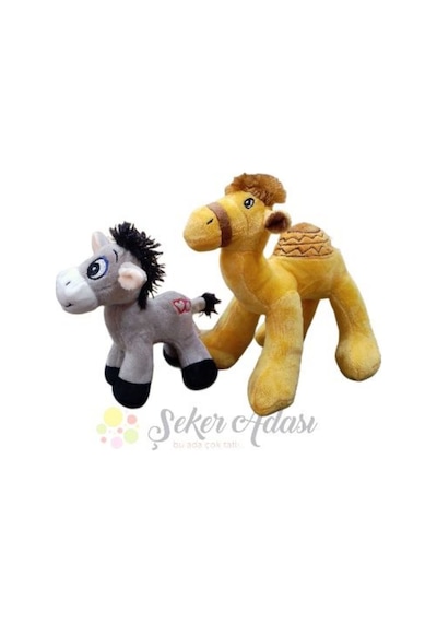 Sevimli Küçük Boy Eşek Ve Deve Peluş Oyuncak Gri