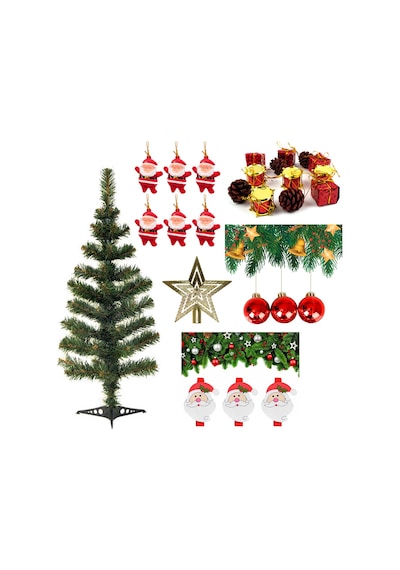 Yılbaşı Yeşil Çam Ağacı 90 Cm Set-3