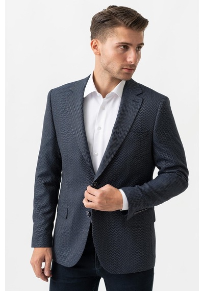 White Stone Novara C3004 Likralı 6 Drop Regular Fit Ceket Desenli - 50 Lacivert